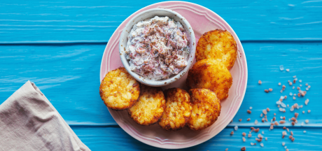 Оладьи Rösti Rondjes с кремовой намазкой из лосося и укропа