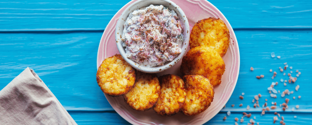 Оладьи Rösti Rondjes с кремовой намазкой из лосося и укропа