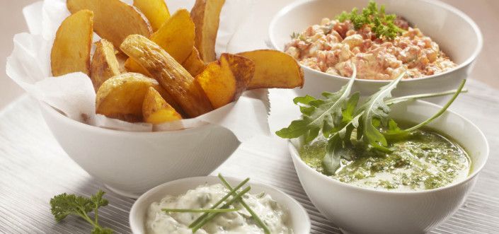 Картофельные частицы с тремя необычайными дипами :)